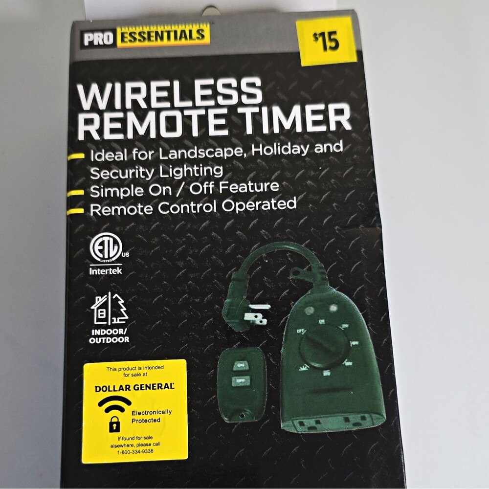 Pro Essentials Wireless Remote Control Timer Indoor/Outdoor 125VAC 15A Green B5